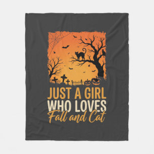 Halloween Katzenliebhaber Herbstsonnenuntergang Gr Fleecedecke