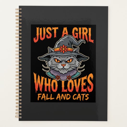 Halloween Katzenmädchen Hexenhut Herbst Design Planer (Vorderseite)