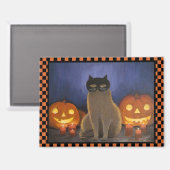 Halloween-Katzenmaske & Kürbis Magnet (Vorderseite/Rückseite)