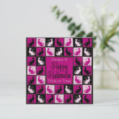 Halloween-Katzenmosaik Einladung (Stehend Vorderseite)