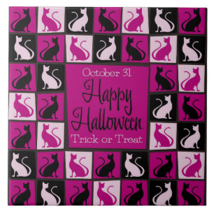 Halloween-Katzenmosaik Fliese