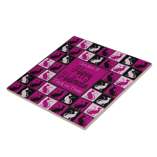 Halloween-Katzenmosaik Fliese (Seite)