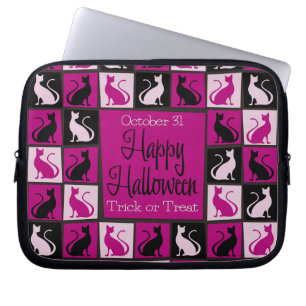 Halloween-Katzenmosaik Laptopschutzhülle