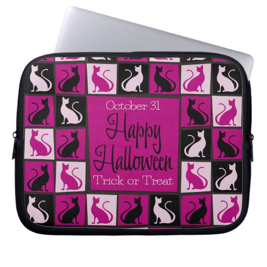 Halloween-Katzenmosaik Laptopschutzhülle (Vorderseite)