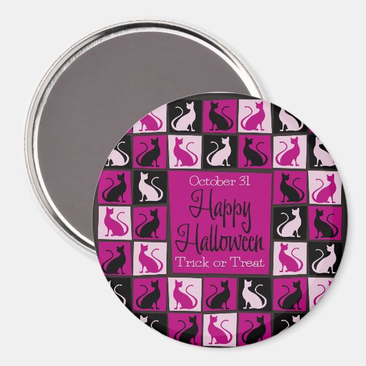 Halloween-Katzenmosaik Magnet (Vorderseite/Rückseite)