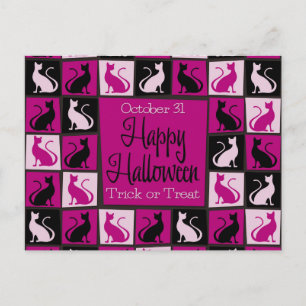 Halloween-Katzenmosaik Postkarte