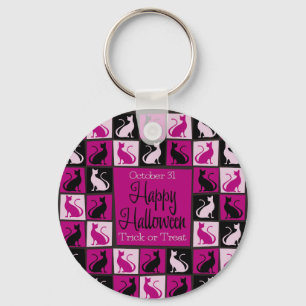 Halloween-Katzenmosaik Schlüsselanhänger