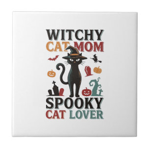 Halloween Katzenmutter Vintage Hexen Katzenliebhab Fliese