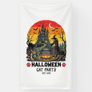 Halloween-Katzenparty Hexenkessel Schwarze Katzen Banner