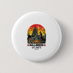 Halloween-Katzenparty Hexenkessel Schwarze Katzen  Button