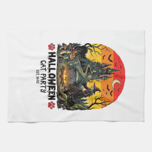 Halloween-Katzenparty Hexenkessel Schwarze Katzen Geschirrtuch