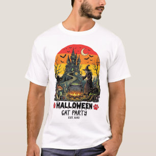 Halloween-Katzenparty Hexenkessel Schwarze Katzen T-Shirt