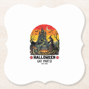 Halloween-Katzenparty Hexenkessel Schwarze Katzen Untersetzer
