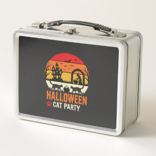 Halloween-Katzenparty Hexenkessel Silhouette Desi Metall Brotdose