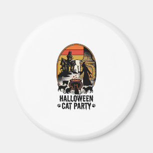 Halloween-Katzenparty Vintage-Hexen-Katzen-Design_ Magnet
