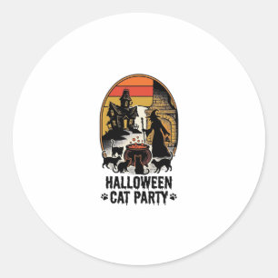 Halloween-Katzenparty Vintage-Hexen-Katzen-Design_ Runder Aufkleber