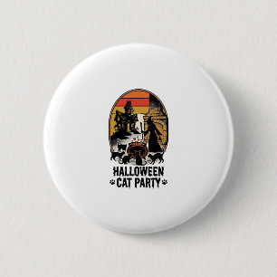 Halloween-Katzenparty Vintage-Hexenkatzen-Design_1 Button