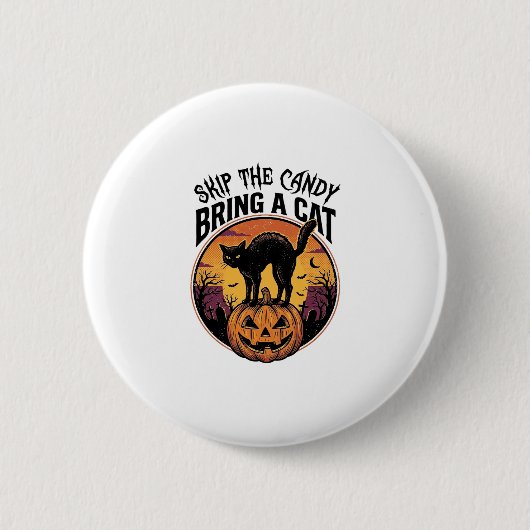 Halloween-Katzenshirt für Geschenk an unheimliche Button (Vorderseite)