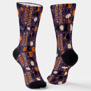 Halloween-Katzensocken, Gruselige schwarze Katzen- Socken