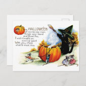 Halloween-Katzenwitscher Postkarte (Vorne/Hinten)
