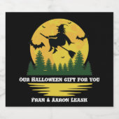 Halloween Kaution Hexe überquert flying Broomstick Bierflaschenetikett (Einzelnes Label)