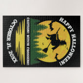 Halloween Kaution Hexe überquert flying Broomstick Puzzle (Horizontal)