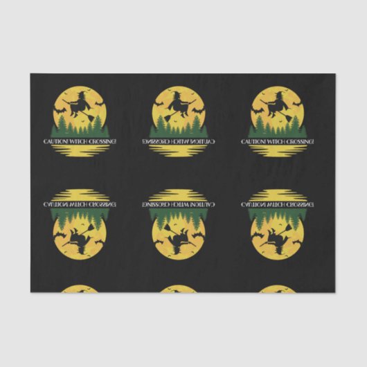 Halloween Kaution Hexe überquert flying Broomstick Seidenpapier (Vorderseite)