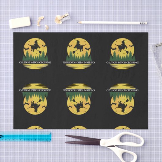 Halloween Kaution Hexe überquert flying Broomstick Seidenpapier (Handwerk)