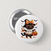 Halloween Kawaii Cat - Hexenkatze mit Pumpkin und Button (Vorne & Hinten)
