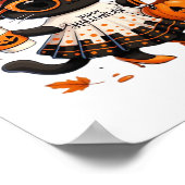 Halloween Kawaii Cat - Hexenkatze mit Pumpkin und Poster (Ecke)