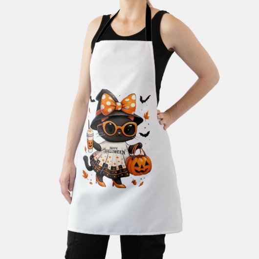 Halloween Kawaii Cat - Hexenkatze mit Pumpkin und Schürze (InSitu)