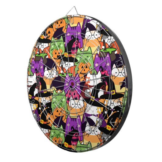 Halloween Kawaii Cat Pattern Dartscheibe (Vorderseite rechts)