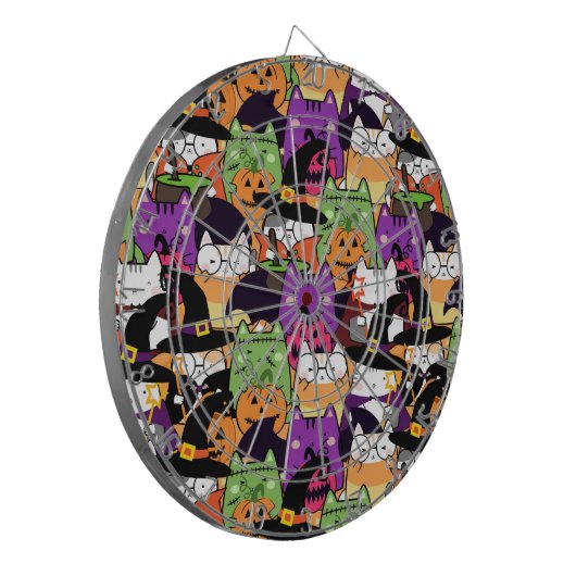 Halloween Kawaii Cat Pattern Dartscheibe (Vorderseite Links)