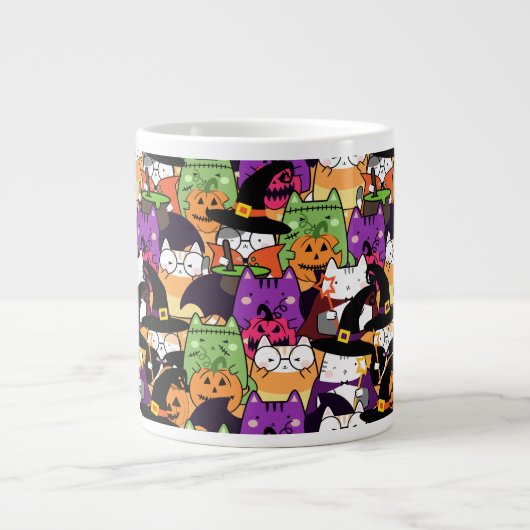 Halloween Kawaii Cat Pattern Jumbo-Tasse (Vorderseite)