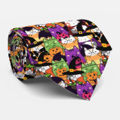 Halloween Kawaii Cat Pattern Krawatte (Gerollt)