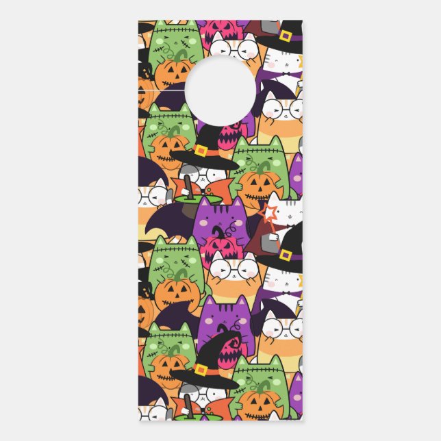 Halloween Kawaii Cat Pattern Türanhänger (Vorderseite)