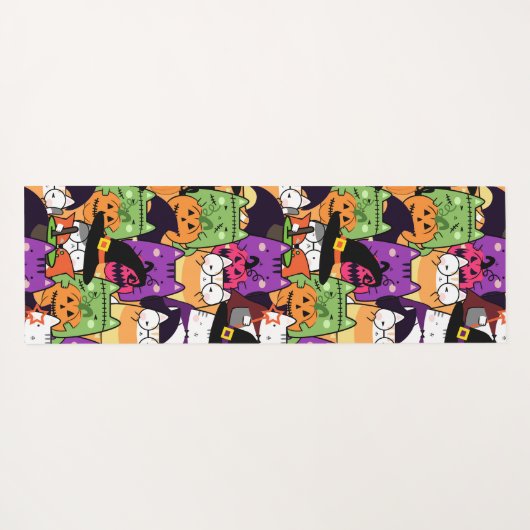 Halloween Kawaii Cat Pattern Yogamatte (Rückseite (Horizontal))