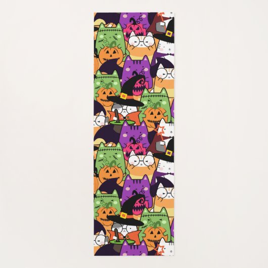 Halloween Kawaii Cat Pattern Yogamatte (Rückseite)