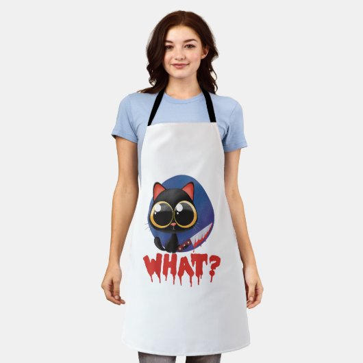 Halloween Kawaii Evil Black Cat mit Knife Schürze (Getragen)