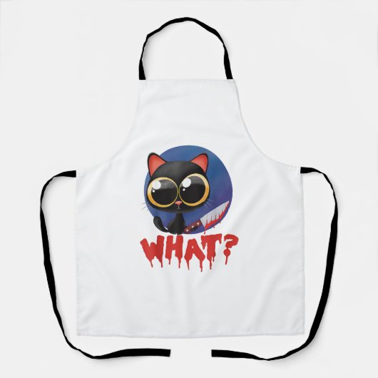 Halloween Kawaii Evil Black Cat mit Knife Schürze (Vorderseite)