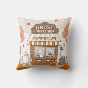 Halloween Kawaii Ghost Barista Illustration Kissen