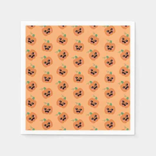 Halloween Kawaii-Kürbismuster Serviette (Vorderseite)