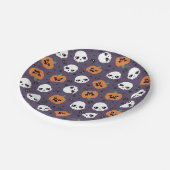 Halloween Kawaii Muster Pappteller (Schrägansicht)
