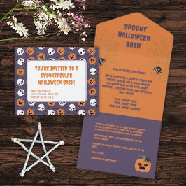 Halloween Kawaii Pattern All In One Einladung