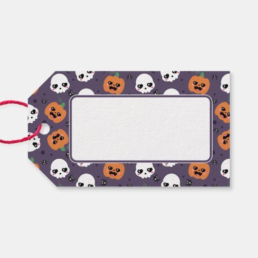 Halloween Kawaii Pattern Geschenkanhänger (Rückseite Horizontal)
