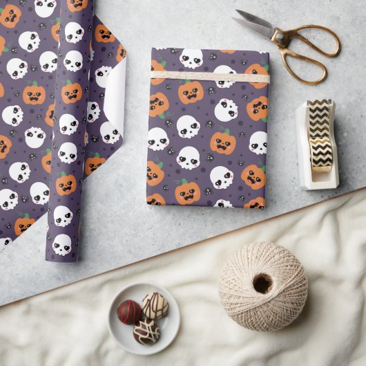 Halloween Kawaii Pattern Geschenkpapier (Kunsthandwerk)