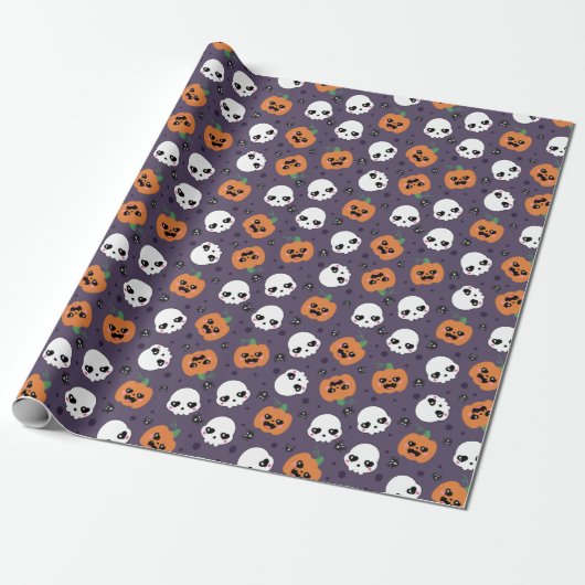 Halloween Kawaii Pattern Geschenkpapier (Ungerollt)