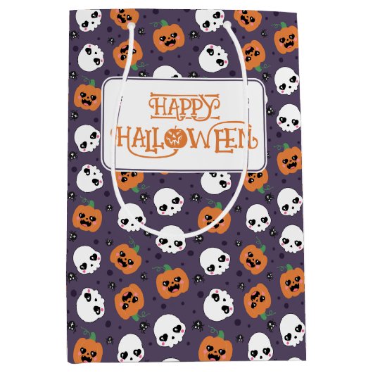 Halloween Kawaii Pattern Mittlere Geschenktüte (Vorderseite)