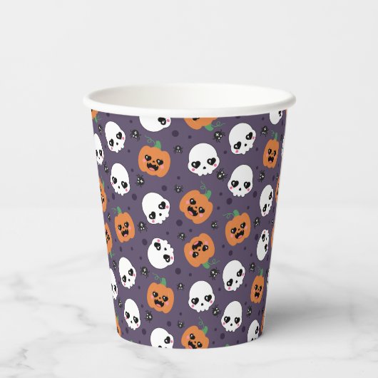 Halloween Kawaii Pattern Pappbecher (Rückseite)