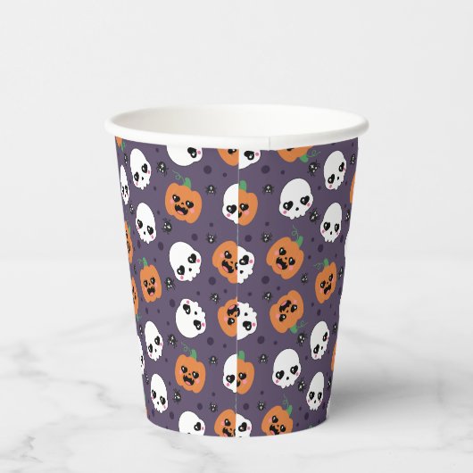 Halloween Kawaii Pattern Pappbecher (Rechts)